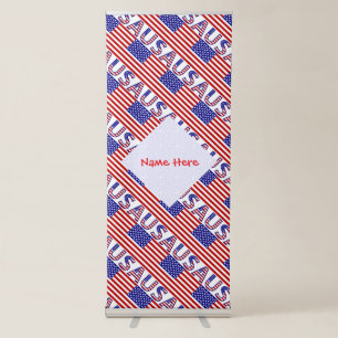 Personalised USA Flag Tiled Retractable Banner
