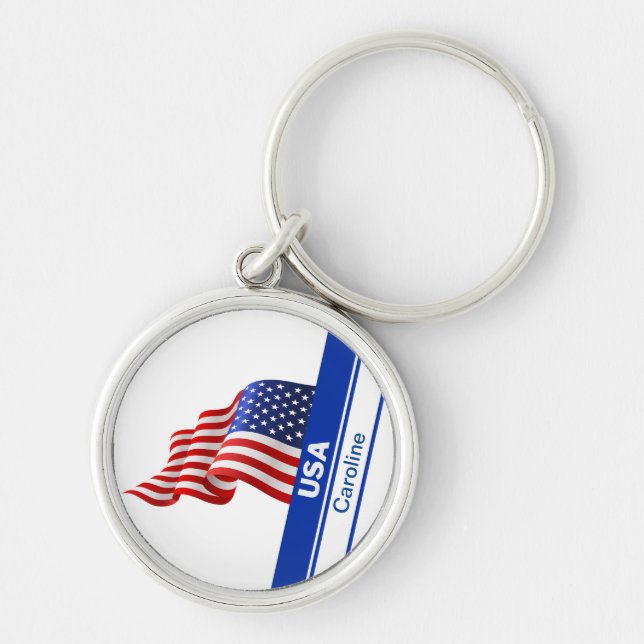Personalised USA Patriotic Flag Key Ring (Front)