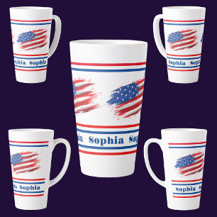 Personalised USA Patriotic Flag  Latte Mug