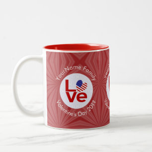 Personalised USA Red LOVE Flag Two-Tone Coffee Mug
