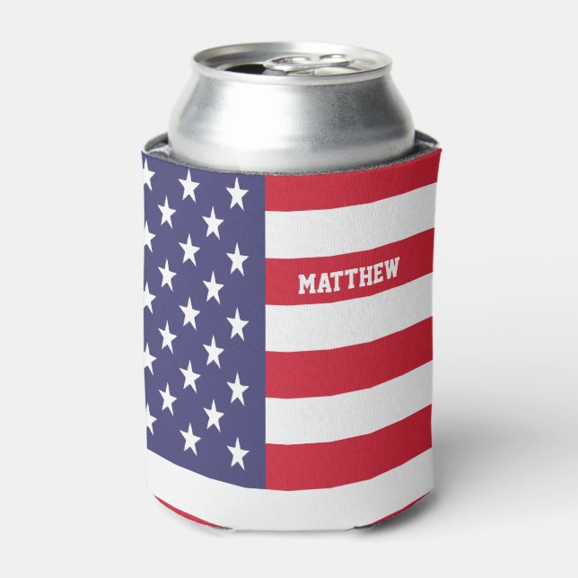Personalised USA United States Flag Patriotic Can Cooler (Can Front)