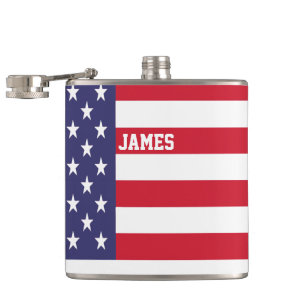 Personalised USA United States Flag Patriotic Hip Flask