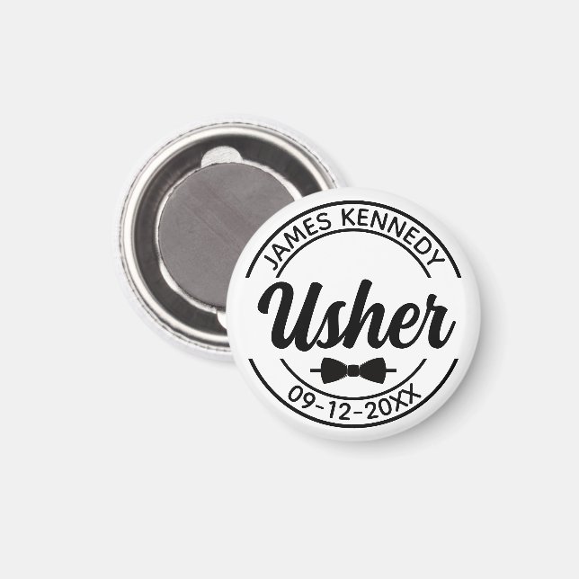 Personalised Usher with Custom Name & Wedding Date Magnet (Front/Back)