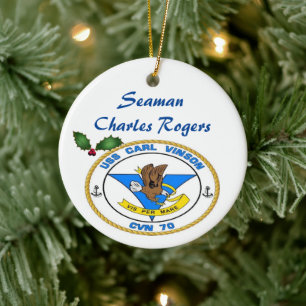 Personalised USS Carl Vinson CVN 70 Ceramic Tree Decoration