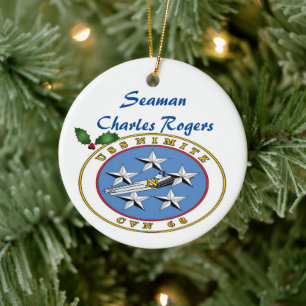 Personalised USS Nimitz CVN 68 Ceramic Tree Decoration