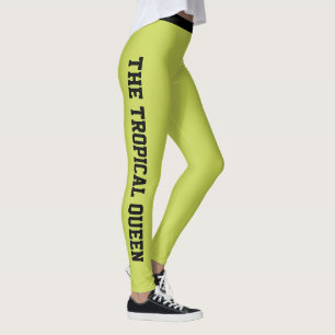Personalised Vacation Classy Lime Green Black Leggings