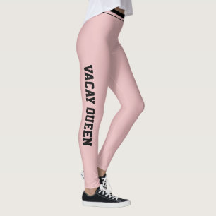 Personalised Vacation Fun Classy Blush Pink Black Leggings
