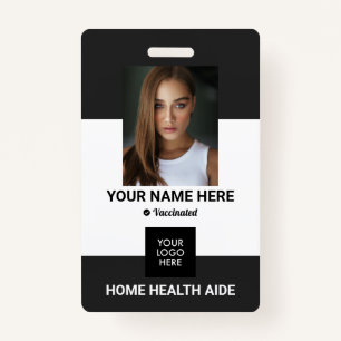 Personalised Vaccinated Home Health Aide ID Badge