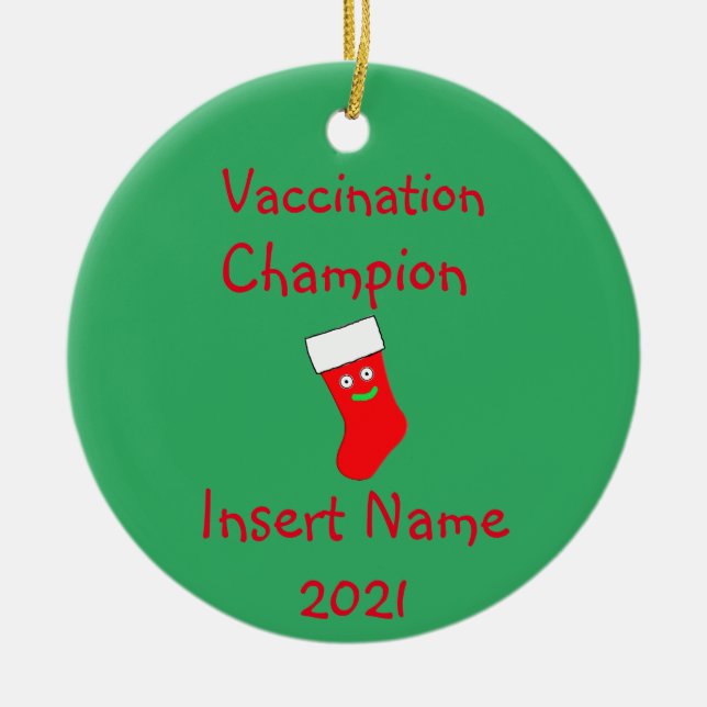 Personalised Vaccination Ceramic Ornament (Front)