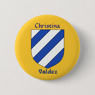 Personalised Valdez Historical Shield 6 Cm Round Badge