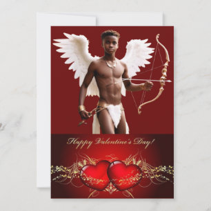 Personalised Valentine Black Cupid Twink Holiday Card