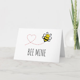 Personalised Valentine Card - Bee Mine Cartoon