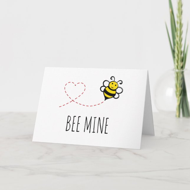 Personalised Valentine Card - Bee Mine Cartoon (Front)