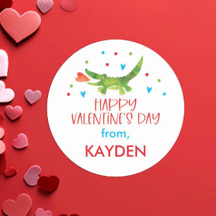 Personalised Valentine Day School Treat   Classic Round Sticker