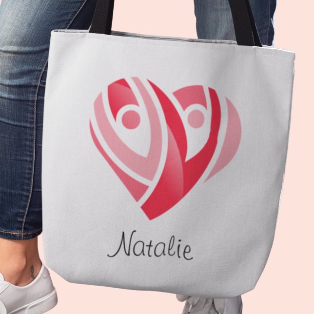 Personalised Valentine Heart Tote Bag (Cute customizable heart tote bag)