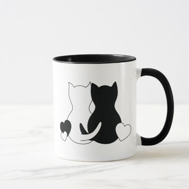 Personalised Valentine Mug, Cat Kittens Heart Mug (Right)