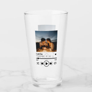 Personalised Valentine Photo Song Playlist Glass