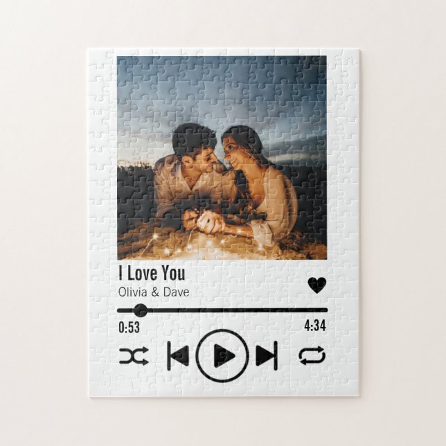 Personalised Valentine Photo Song Playlist Jigsaw Puzzle (Vertical)