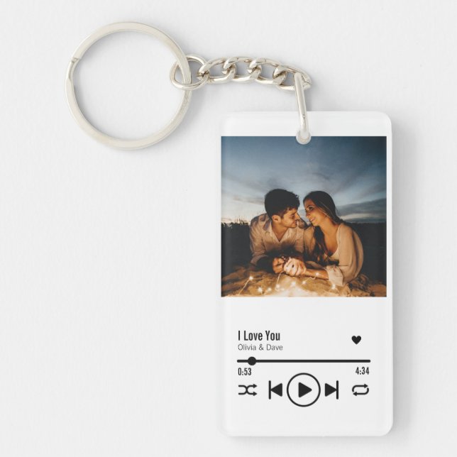 Personalised Valentine Photo Song Playlist Key Ring (Front)