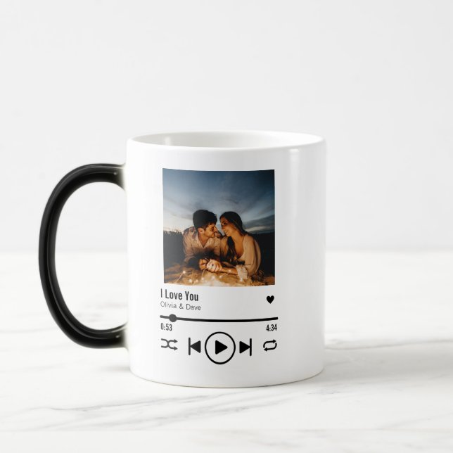 Personalised Valentine Photo Song Playlist Magic Mug (Left)