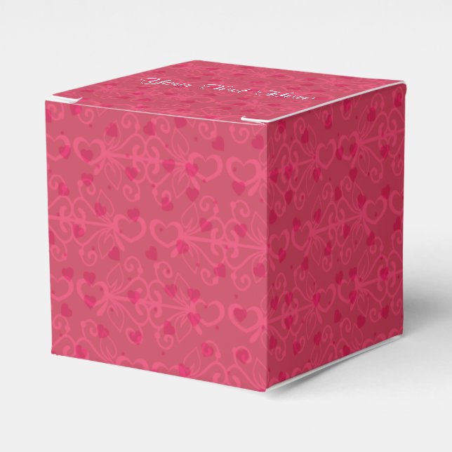 Personalised Valentine Pink Hearts pattern design Favour Box (Front Side)