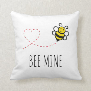 Personalised Valentine Quote - Bee Mine Cartoon Cushion