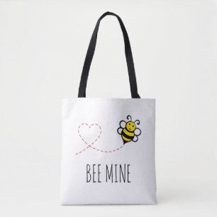 Personalised Valentine Quote - Bee Mine Cartoon Tote Bag