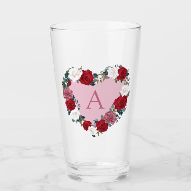 Personalised Valentine Roses Glass (Front)