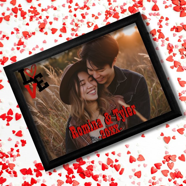 Personalised Valentine’s Day | Red & Black LOVE  Photo Print (Personalized Valentine’s Day | Red & Black LOVE Photo Print)