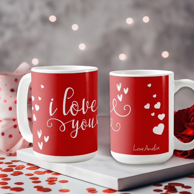 Personalised Valentine’s Day Red Heart I Love You  Coffee Mug (Creator Uploaded)