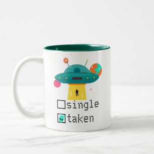 Personalised Valentine Single Taken UFO Two-Tone Coffee Mug