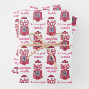 Personalised Valentines Bubble Gum Ball Machine Wrapping Paper Sheet