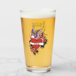Personalised Valentine's Day Anniversary Tattoo Glass