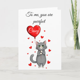 Personalised Valentine's Day Card - Cute Cat  
