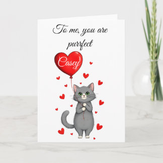 Personalised Valentine's Day Card - Cute Cat  