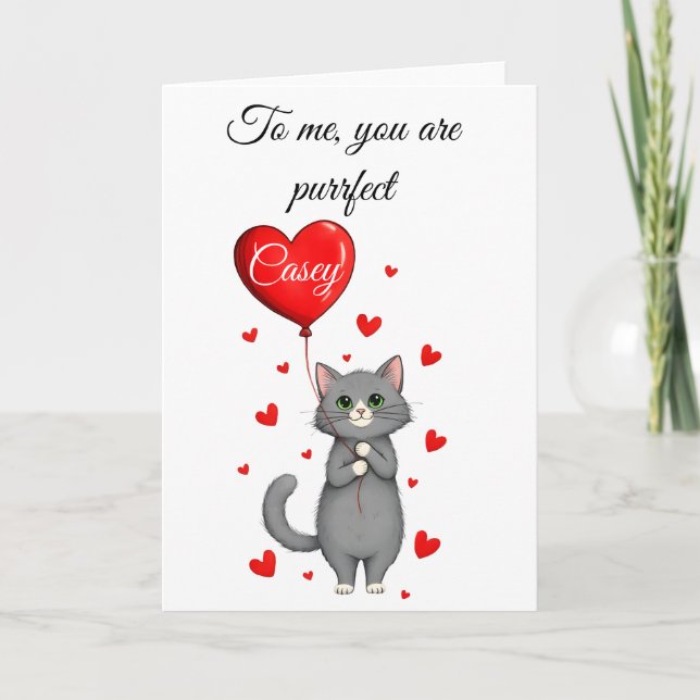 Personalised Valentine's Day Card - Cute Cat   (Front)