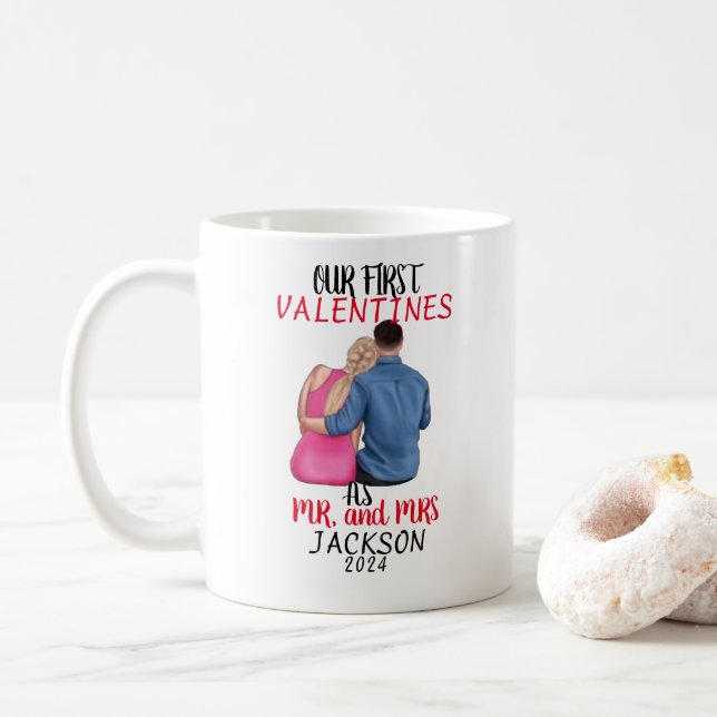 Personalised valentine's day couple love quote coffee mug (With Donut)