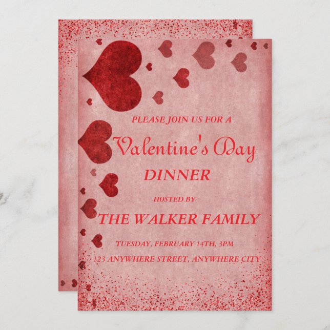 Personalised Valentine's Day Invitation Card (Front/Back)