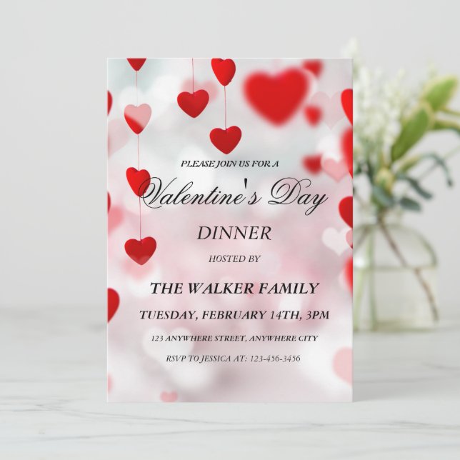 Personalised Valentine's Day Invitation Card (Standing Front)