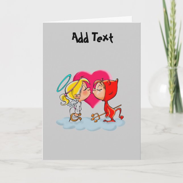 Personalised Valentine's day  love devil angel Holiday Card (Front)