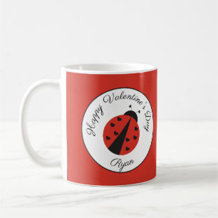 Personalised Valentine's Day Mug Ladybugs Hearts