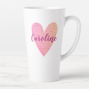 Personalised Valentines Day Pink Heart Latte Mug