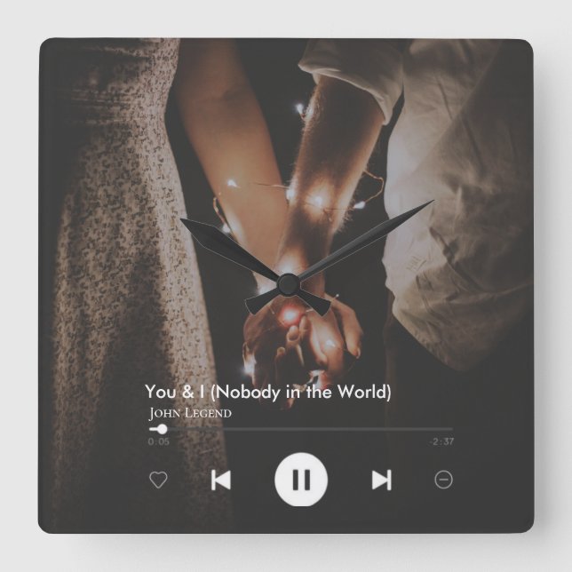  Personalised Valentine's Day Song Couple Photo  Square Wall Clock (Front)