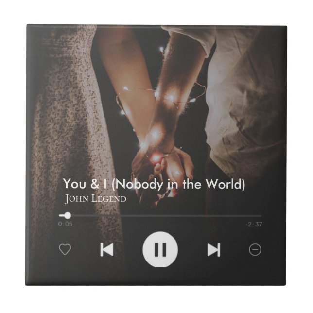  Personalised Valentine's Day Song Couple Photo  Tile (Front)