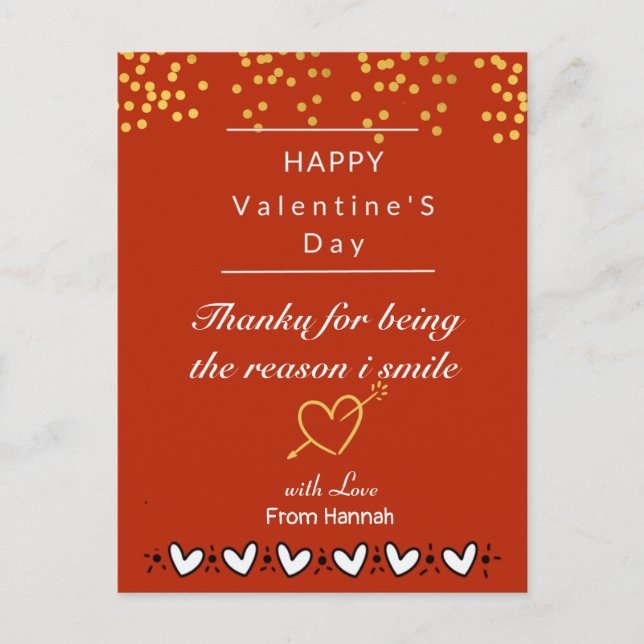 personalised valentine's day thank you  card (Front)