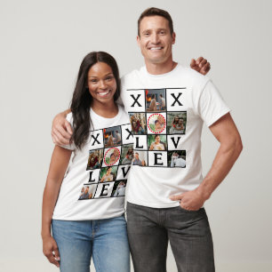 Personalised Valentines XOXO Love 7 Photo Collage T-Shirt