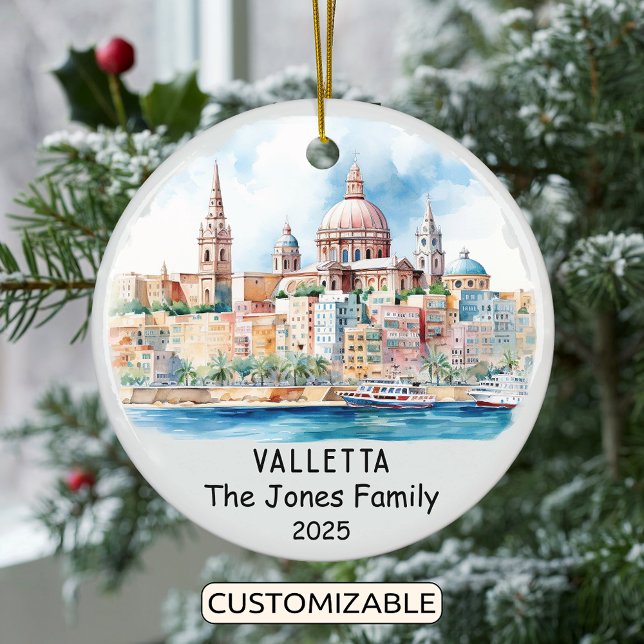 Personalised Valletta Ornament, Malta Ceramic Tree Decoration (Creator Uploaded)