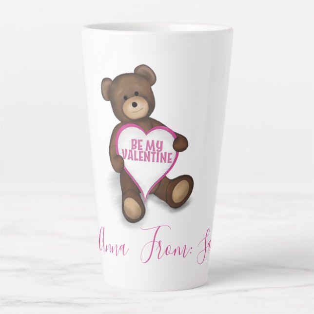 Personalised Valnetine's Day Vintage Teddy Bear Latte Mug (Front)