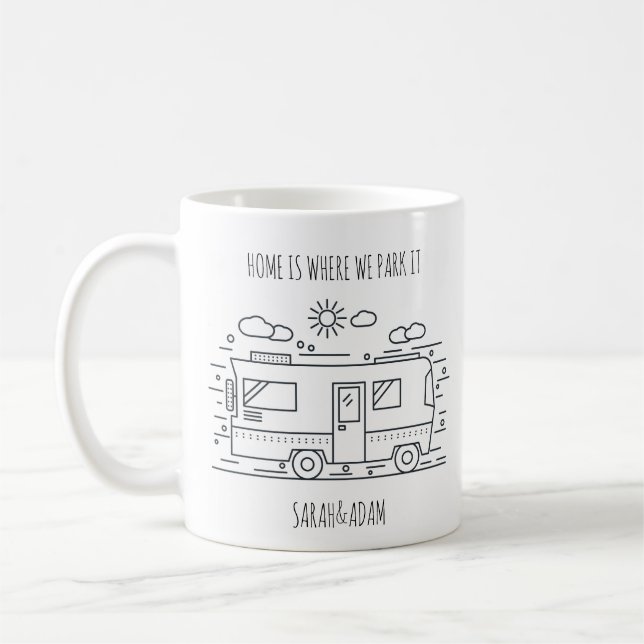 Personalised Van Life, Camper Van Couples Mug (Left)