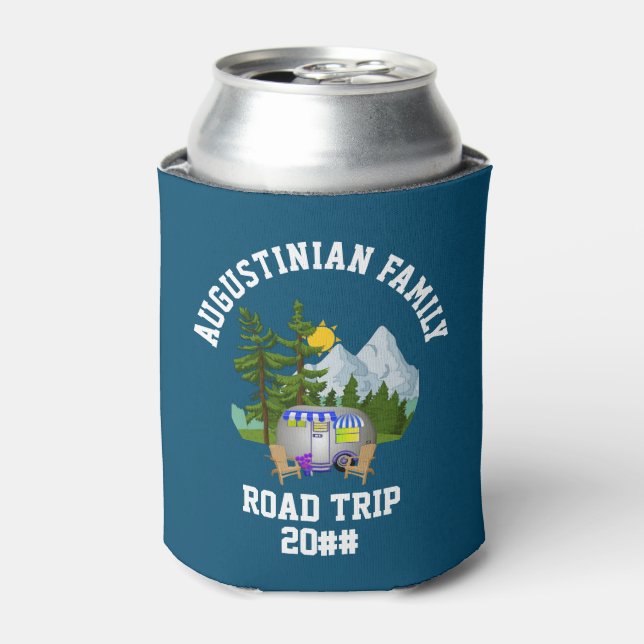 Personalised Van Life Family Road Trip  Can Cooler (Can Front)